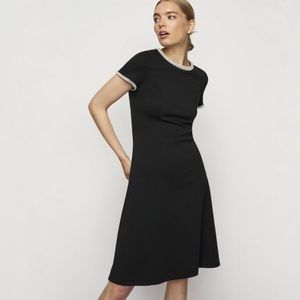Karl Lagerfeld Paris Black Short Sleeve Dress with Pearls